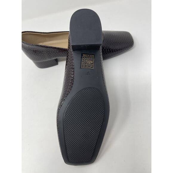 WEI MING XIN Shoes EUR 37 (US 6.5) Square Toe low block heel Faux Patent Plum - Picture 8 of 11